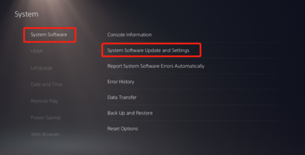 System Software Update and Settings
