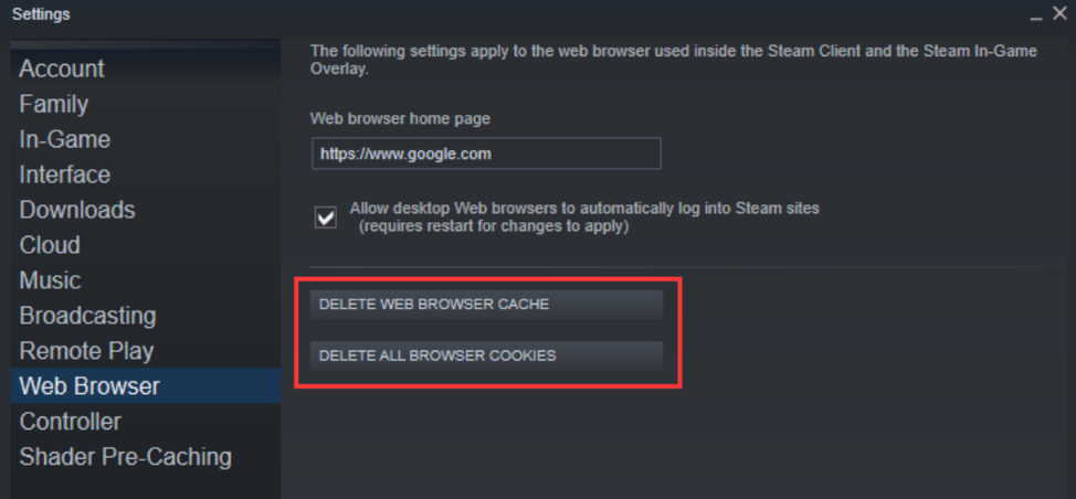 delete web browser cache